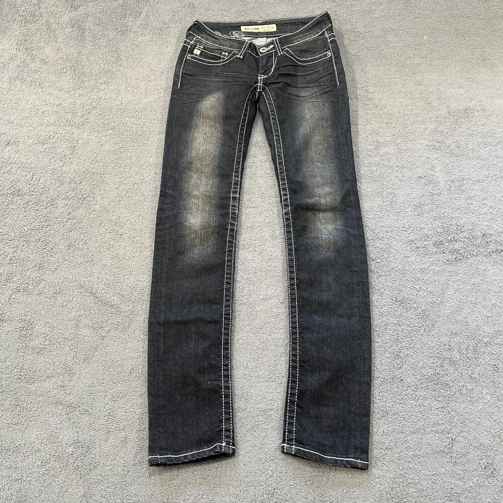 Big Star Sweet Skinny Black Dark Wash Ultra Low Fit Denim Jeans Women's Size 23R
